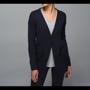 Lululemon We Like To Cardi Heathered Navy Sz 8